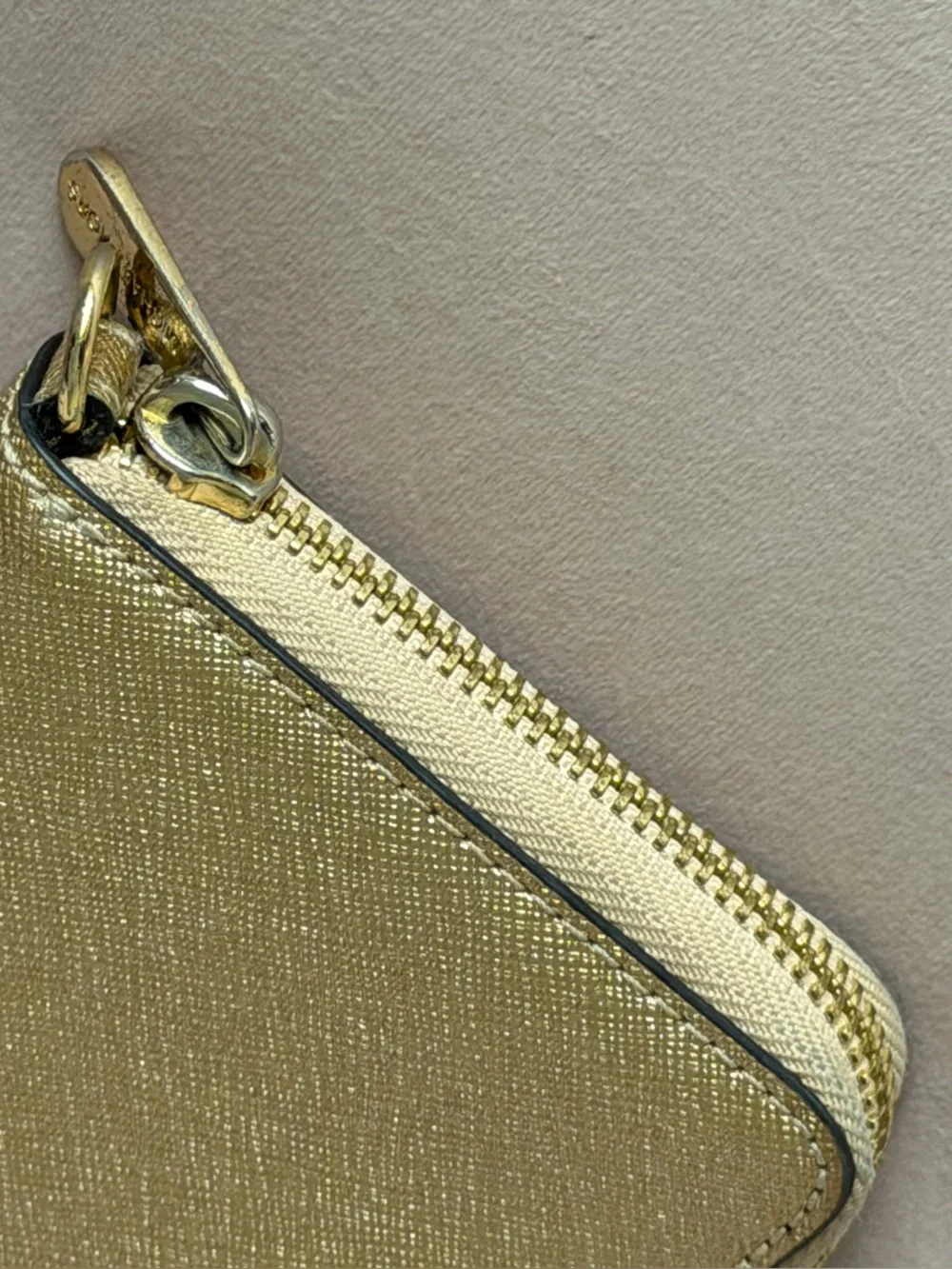 Michael Kors Gold Saffiano Zip Wallet